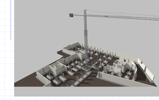 2004 4D construction simulation — columns and walls, lower floor